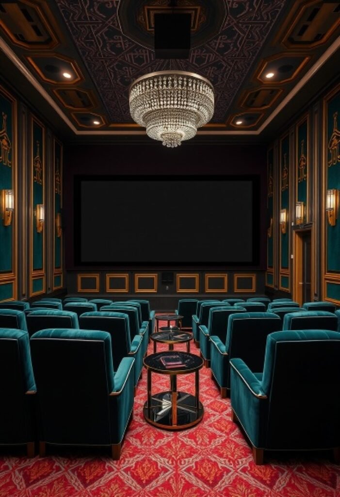 Art Deco Glamour Theater - A Luxurious Blend of Vintage Opulence and Modern Cinema