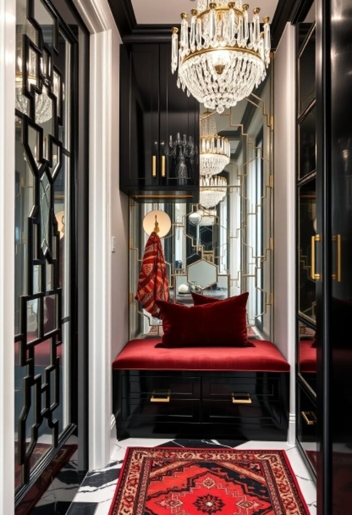 Art Deco Mudroom - Bold Geometric Patterns and Luxurious Finishes for a Glamorous Entry