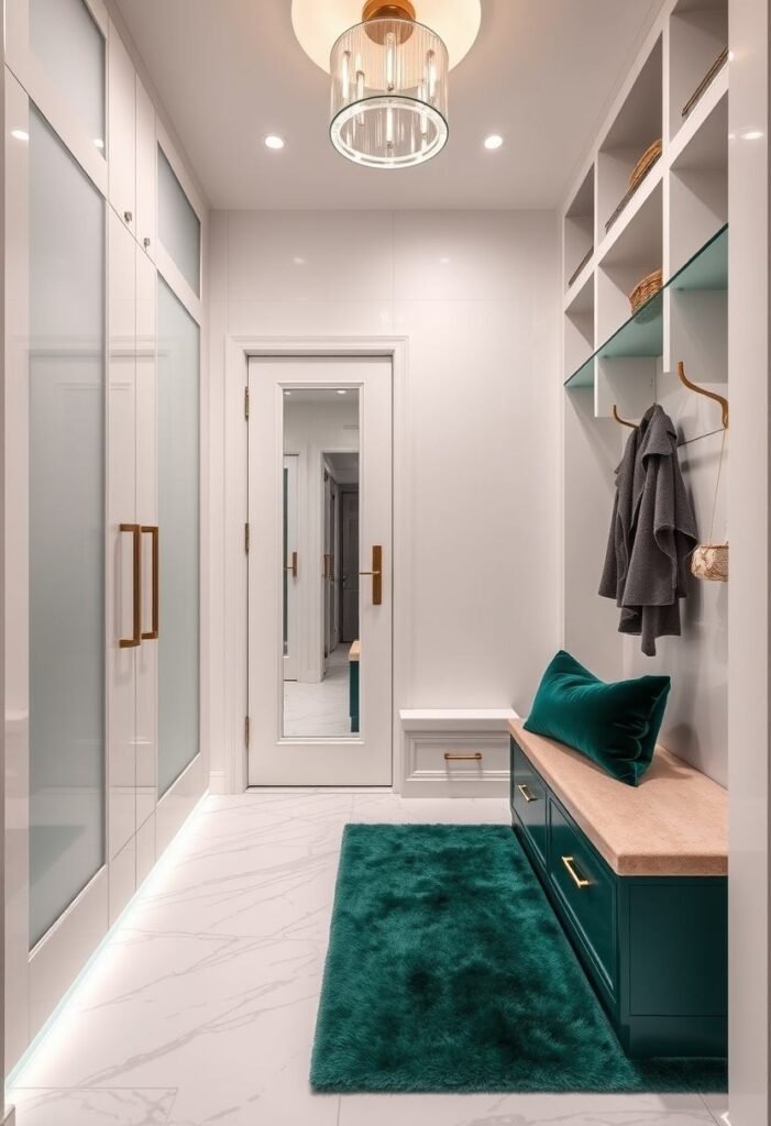 Contemporary Glam Mudroom - Sophistication Meets Functionality with Luxurious Touches