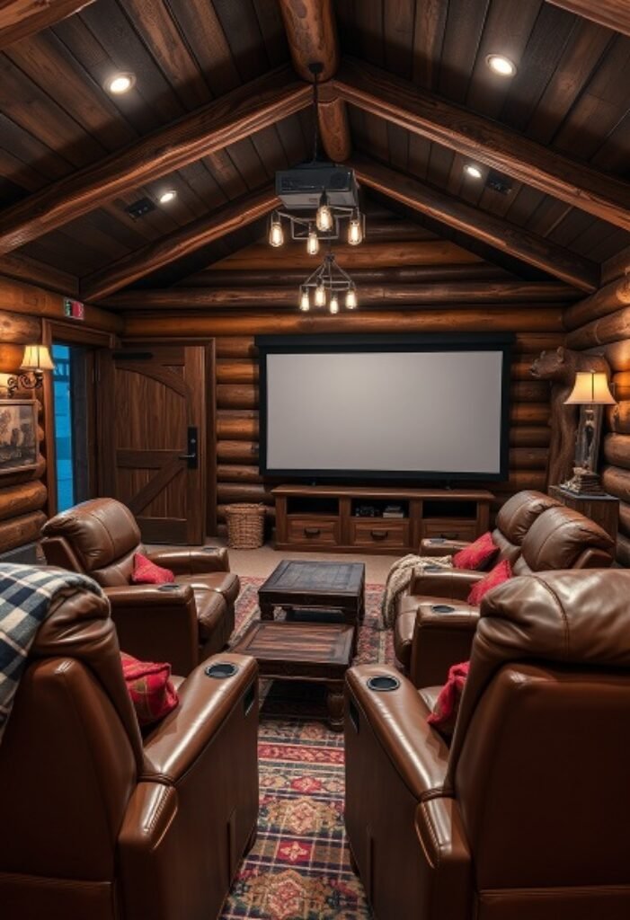 Cozy Cabin Home Theater - Rustic Elegance Meets Modern Comfort