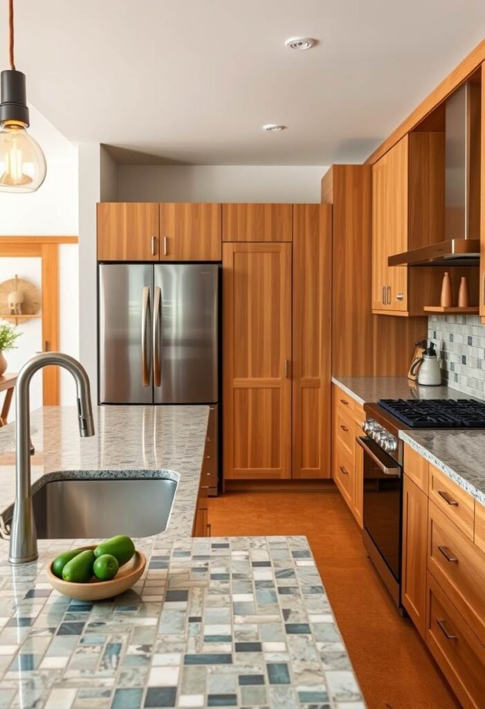 Eco-Friendly Open Concept Kitchen - A Harmonious Blend of Warmth and Sustainability