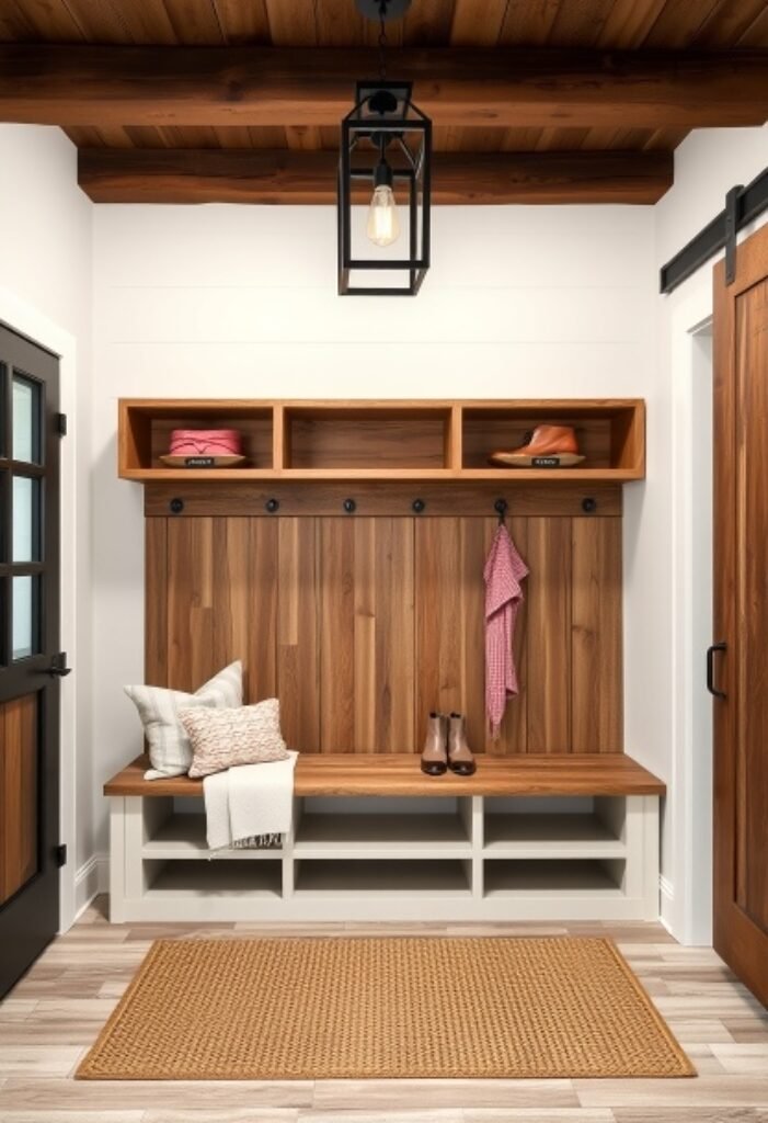 Farmhouse-Inspired Mudroom - A Warm Welcome with Reclaimed Wood Charm