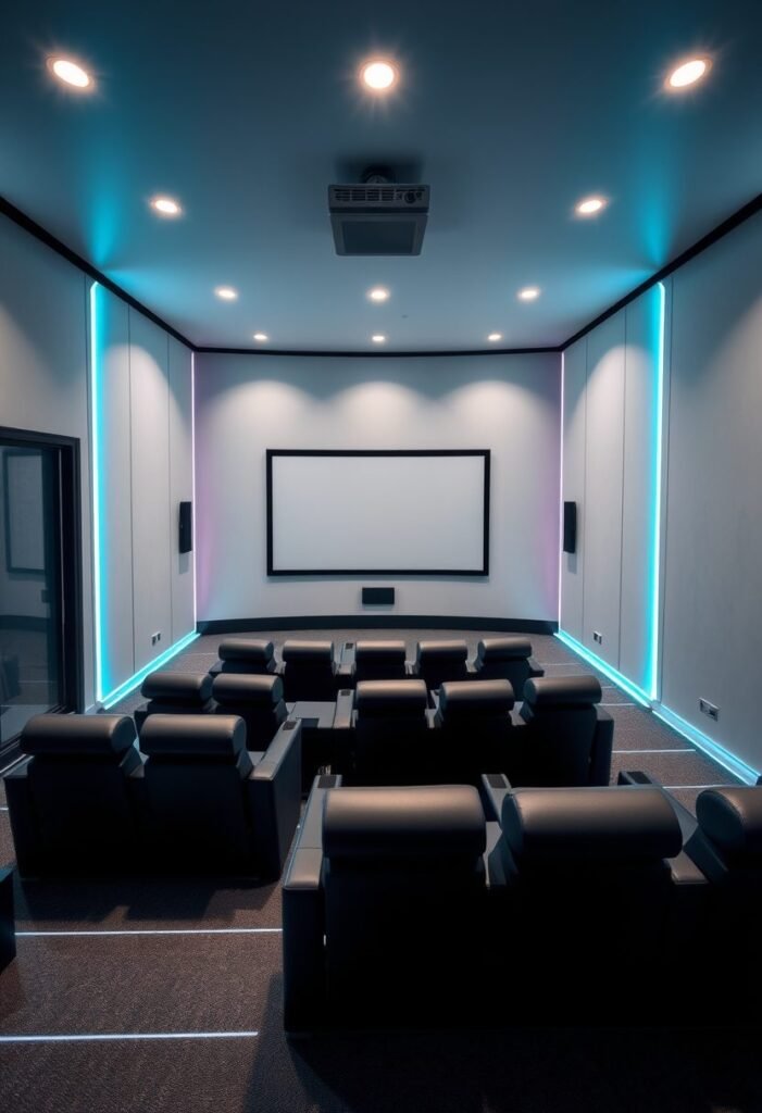 Futuristic Minimalist Theater with LED Accents