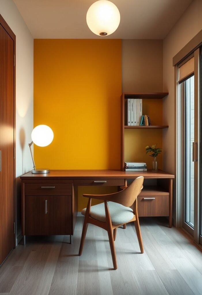 Mid-Century Modern Study with Clean Lines and Organic Shapes