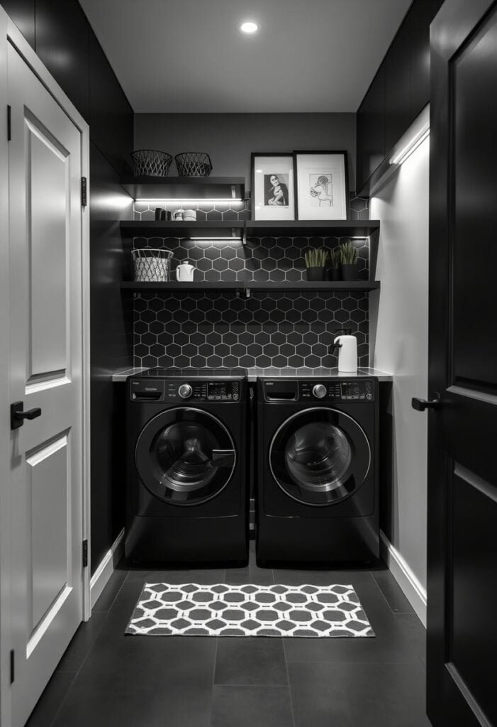 Modern Monochrome Laundry Room