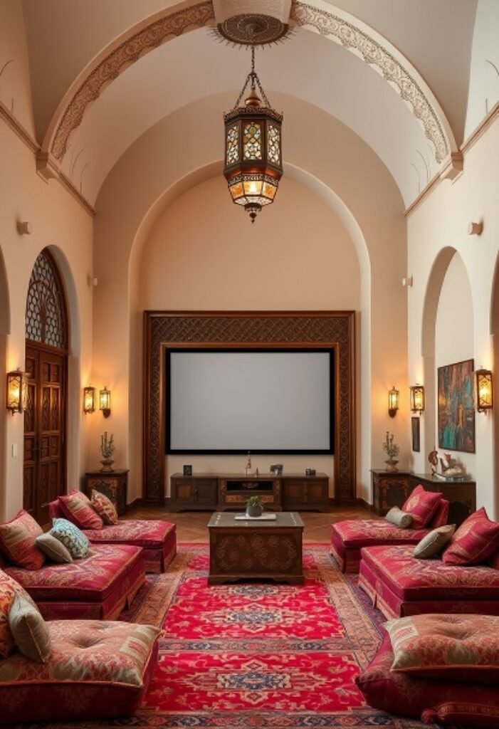 Moroccan Oasis Home Theater - A Luxurious Fusion of Culture and Cinema