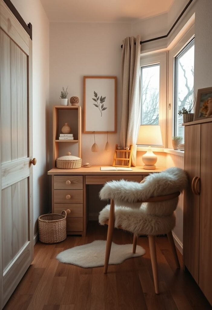 Scandinavian Hygge Study with Cozy Elements