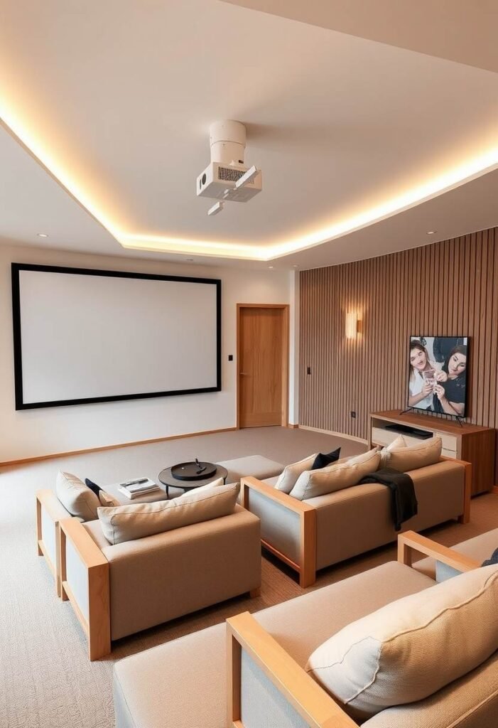 Scandinavian Retreat Home Theater - Simplicity and Serenity in Every Detail