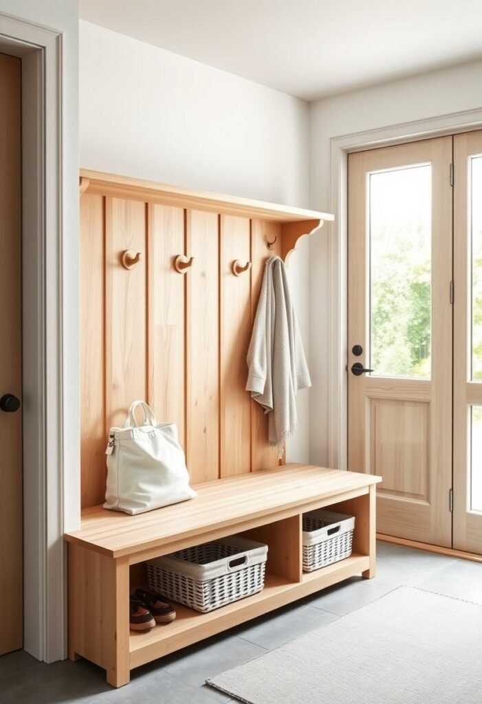 Scandinavian Serenity Mudroom - Embrace Light Wood and Minimalist Design