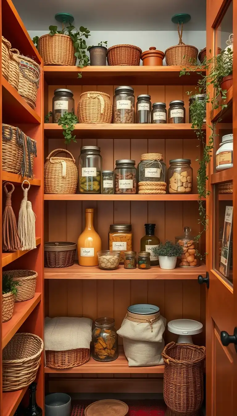 Bohemian Pantry with Eclectic Textures pantry organization ideas 2