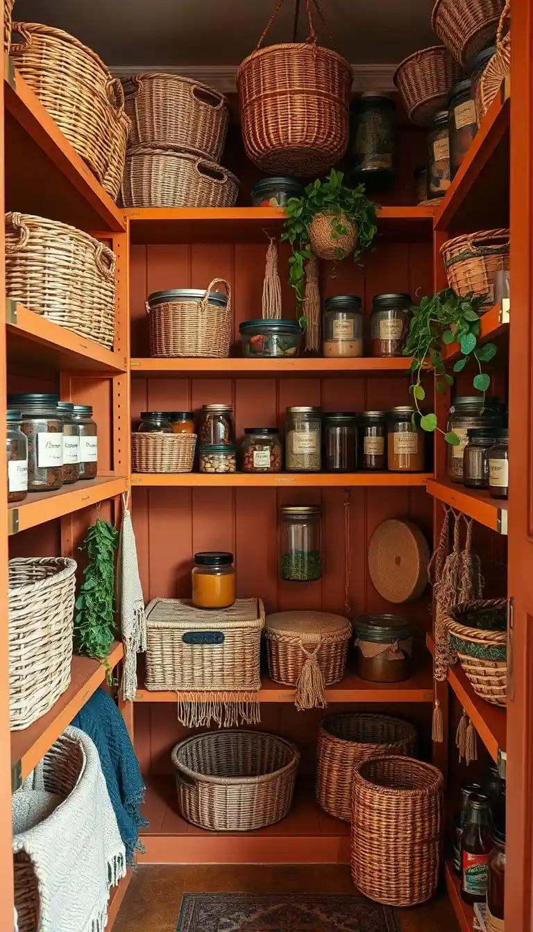 Bohemian Pantry with Eclectic Textures pantry organization ideas