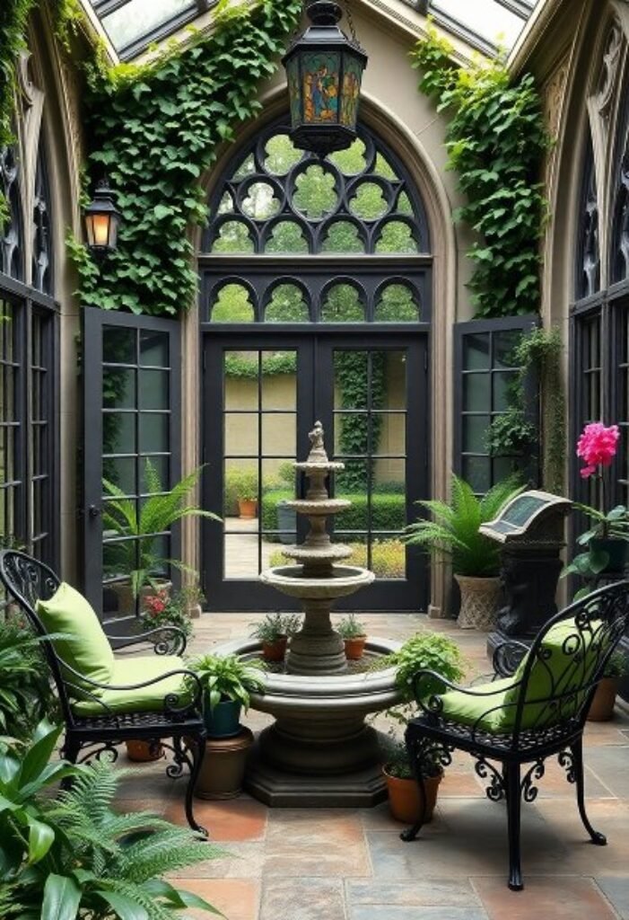 Cloistered Gothic Garden Room - Nature and Architecture Unite