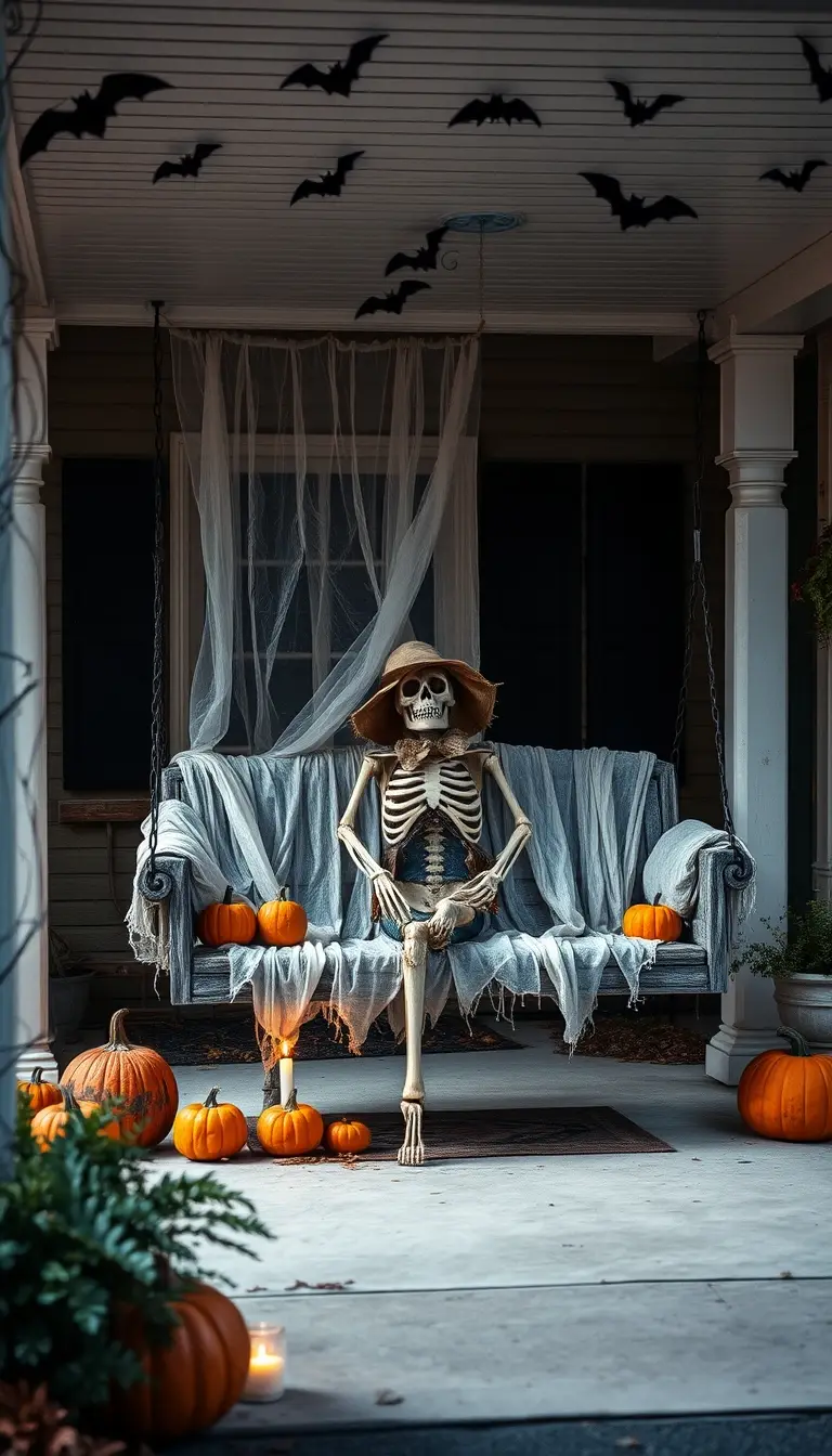 Eerie Front Porch Swing Easy Halloween Decorations