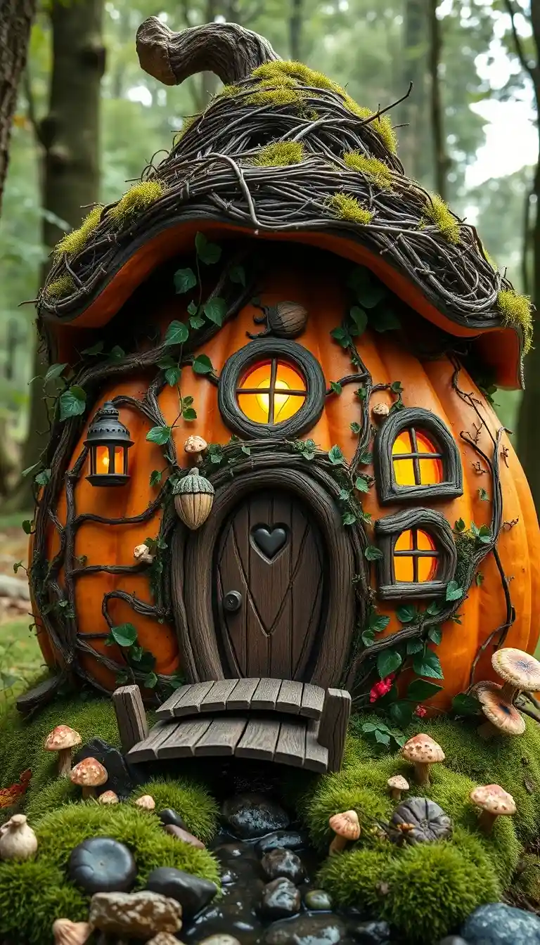 Enchanted Woodland Pumpkin House fairy Idea