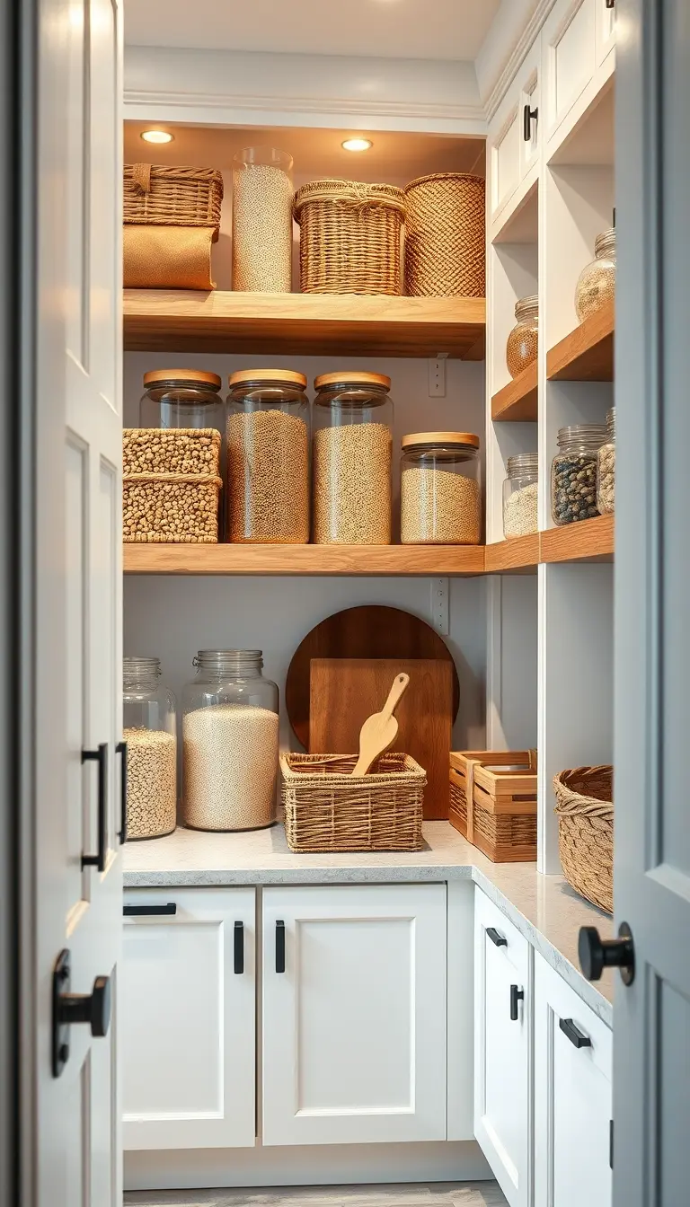 Farmhouse-Inspired Pantry with a Touch of Luxury pantry organization ideas