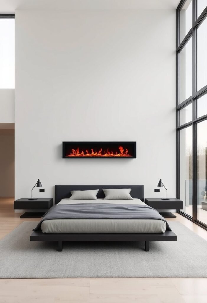 Floating Wall-Mounted Fireplace – Sleek Elegance with Minimalist Appeal