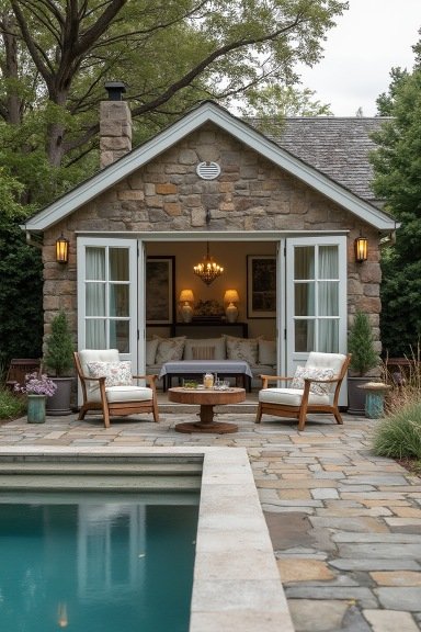 French Country Pool House – Timeless Elegance with Rustic Charm