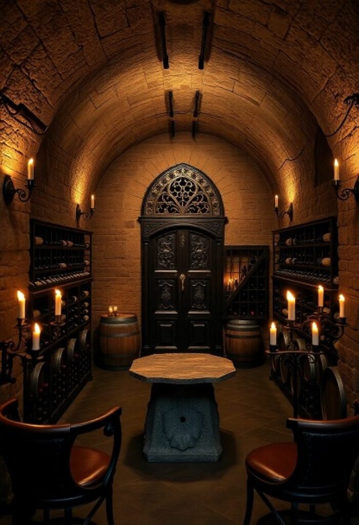 Gothic Crypt Wine Cellar - Aged Elegance in Stone