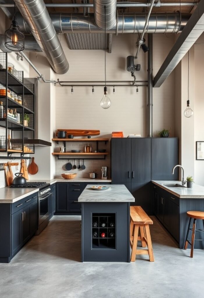 Industrial Chic Kitchen with Exposed Elements