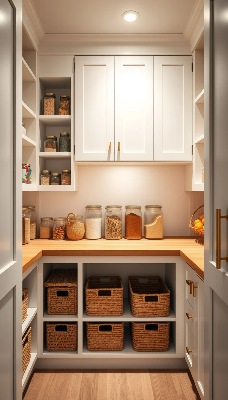 Modern Whitewashed Pantry with Warmth Pantry organization idea 2