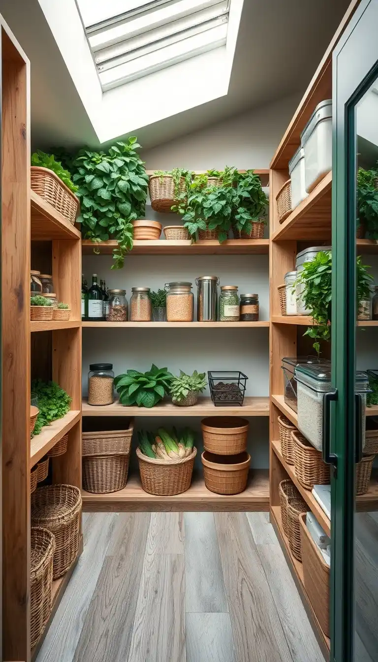 Sustainable Green Pantry with Eco-Friendly Features pantry organization ideas 2