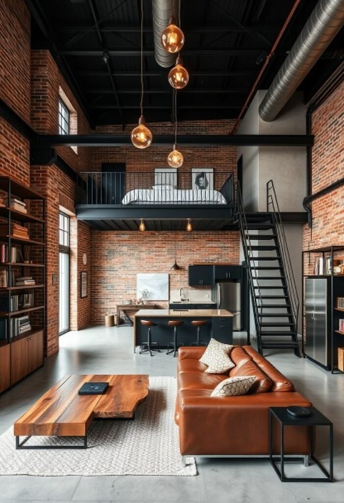 Urban Industrial Loft - Multi-Level Living Spaces