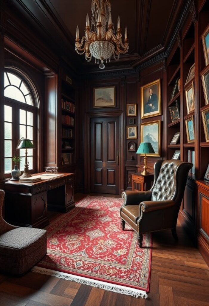 Victorian Study with Mahogany and Leather – Timeless Elegance in a Thoughtful Design