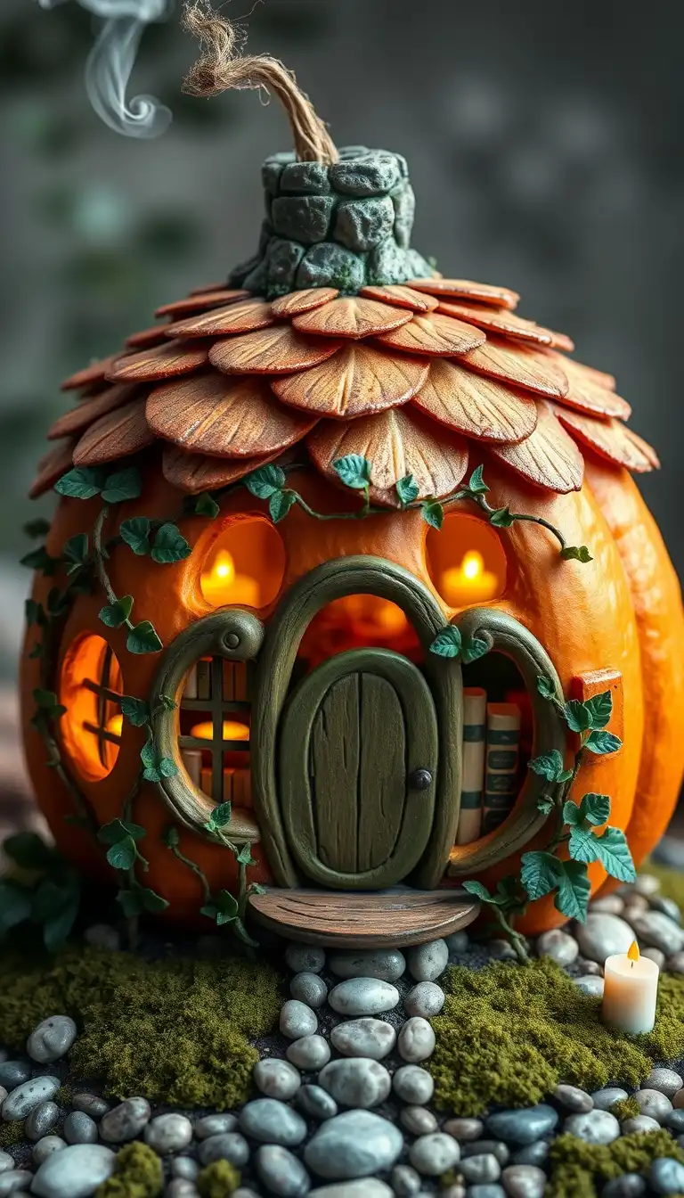 Cottage Pumpkin Hideaway fairy house Idea 2