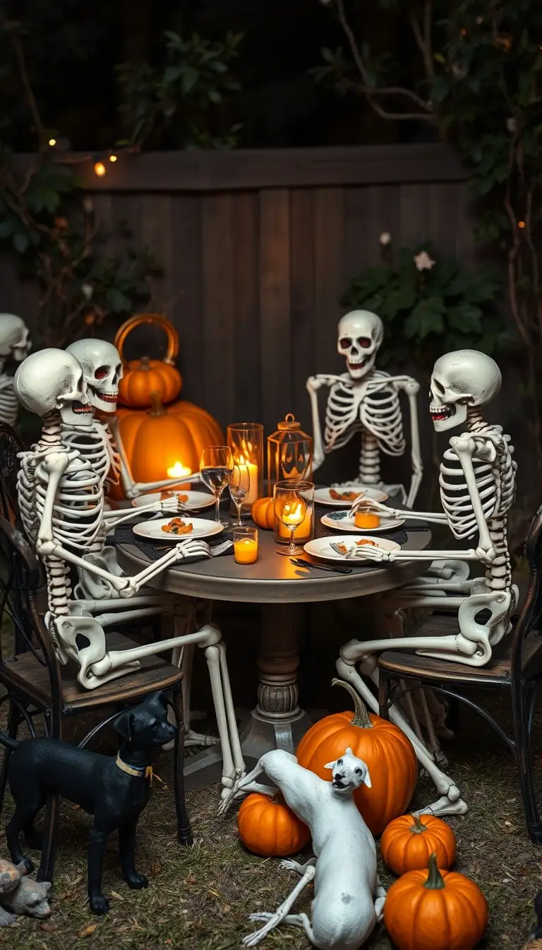 Skeleton Garden Party Easy Halloween Decorations