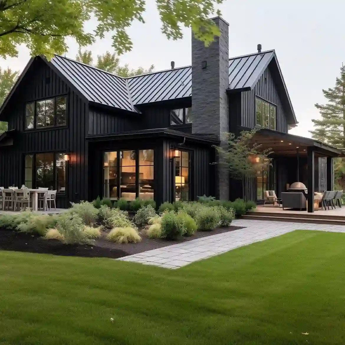 Black Modern Farmhouse Living Room with Rustic Refinement idea 1