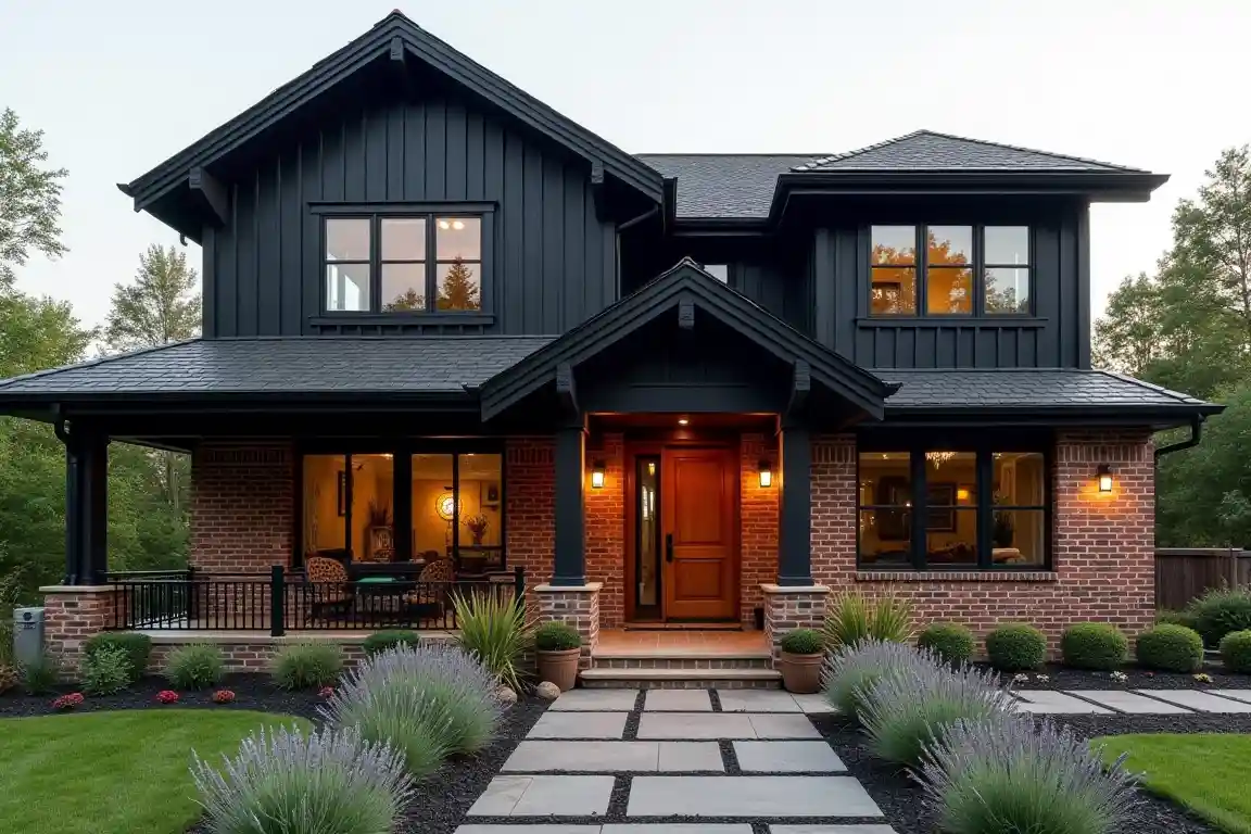 Black and Brick Modern Rustic Exterior Farmhouse idea 1
