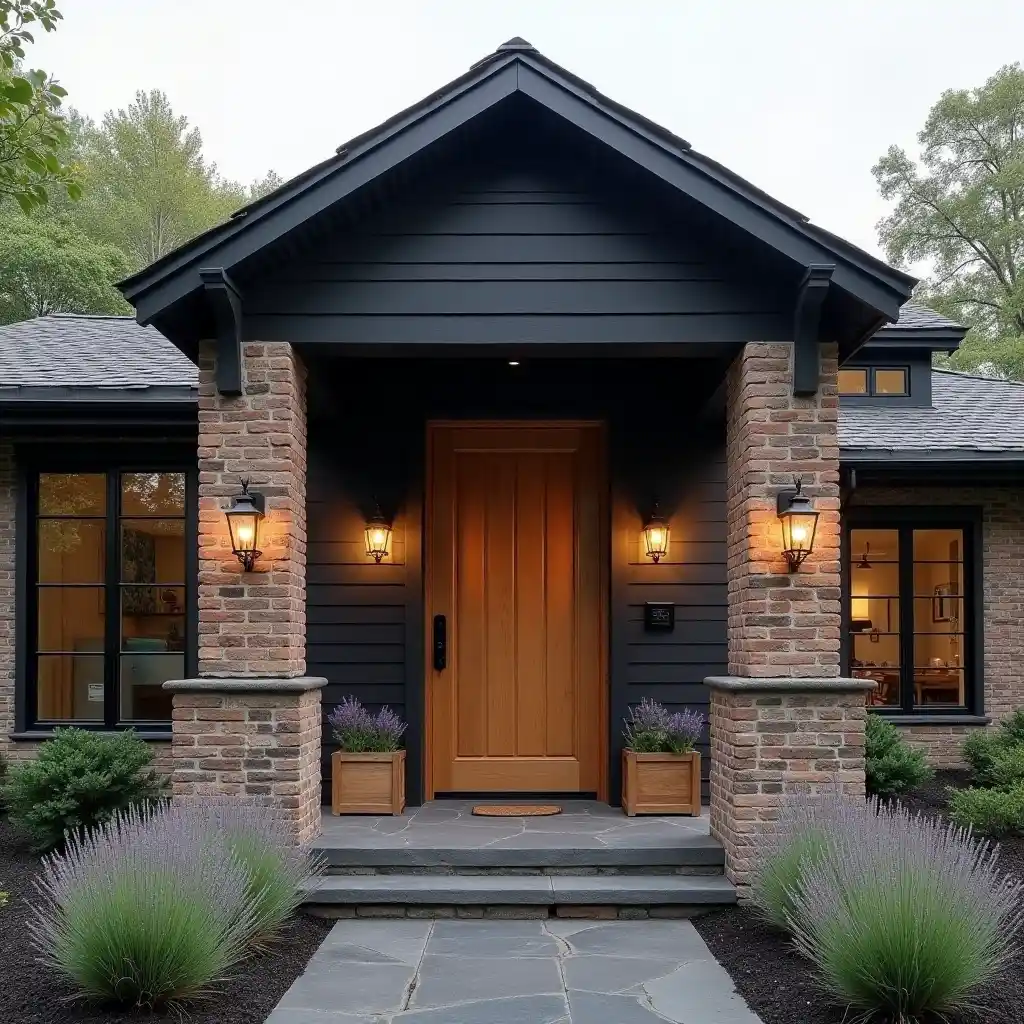 Black and Brick Modern Rustic Exterior Farmhouse idea 2