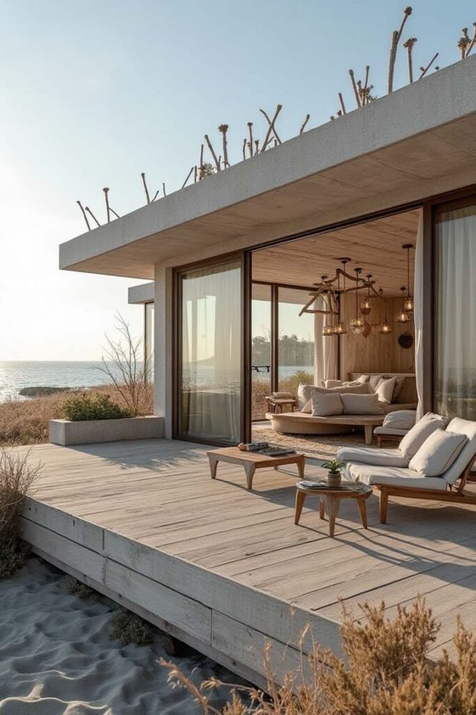 Coastal Beach House with Driftwood Accents – Natural Serenity by the Shore