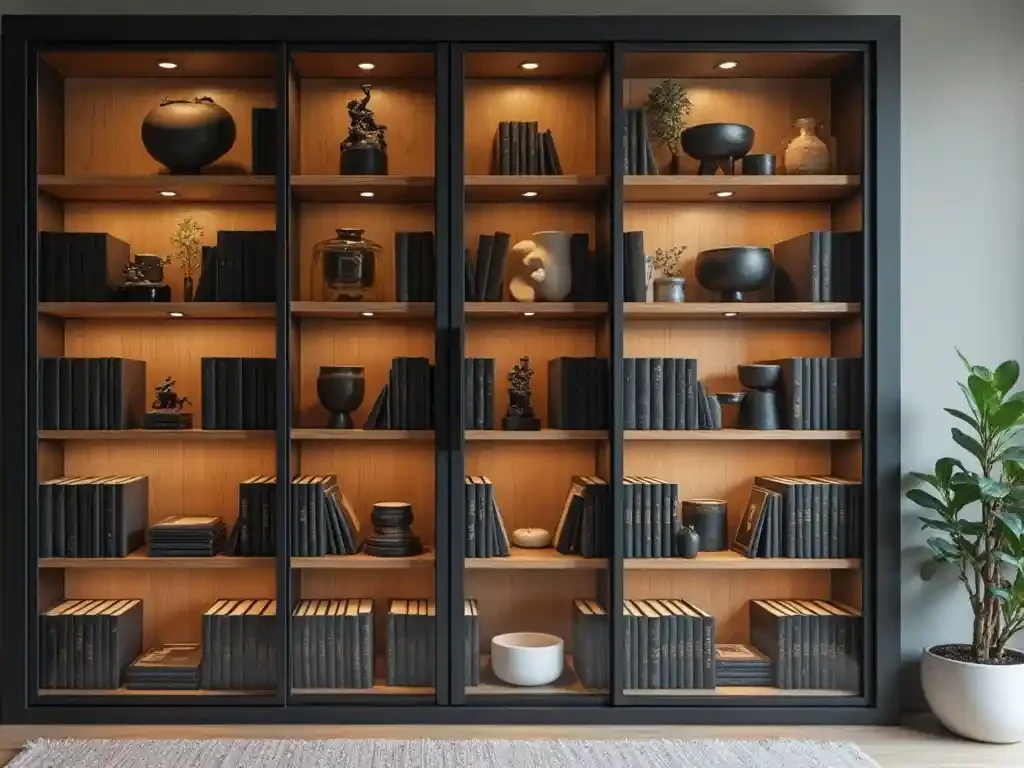 Contemporary Black Framed Glass Doors with Hidden Compartments idea 1