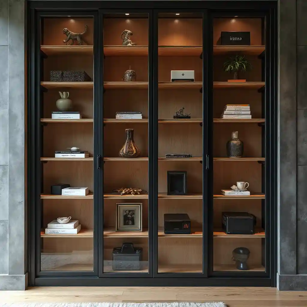 Contemporary Black Framed Glass Doors with Hidden Compartments idea 2