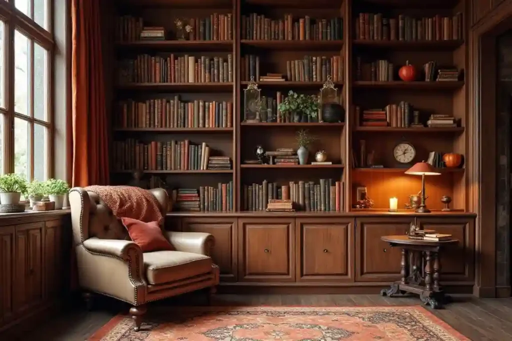 Cozy Library Corner Autumn  Living room idea 2