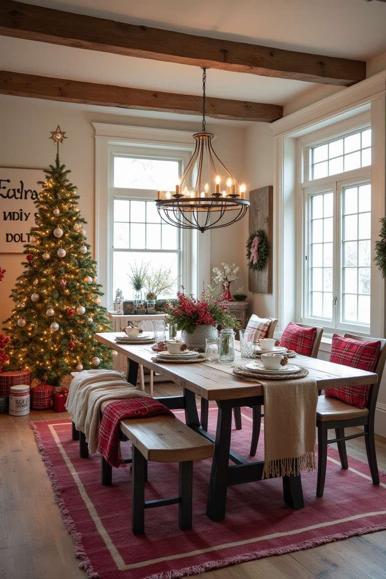Farmhouse Charm - White, Red, and Burlap Accents