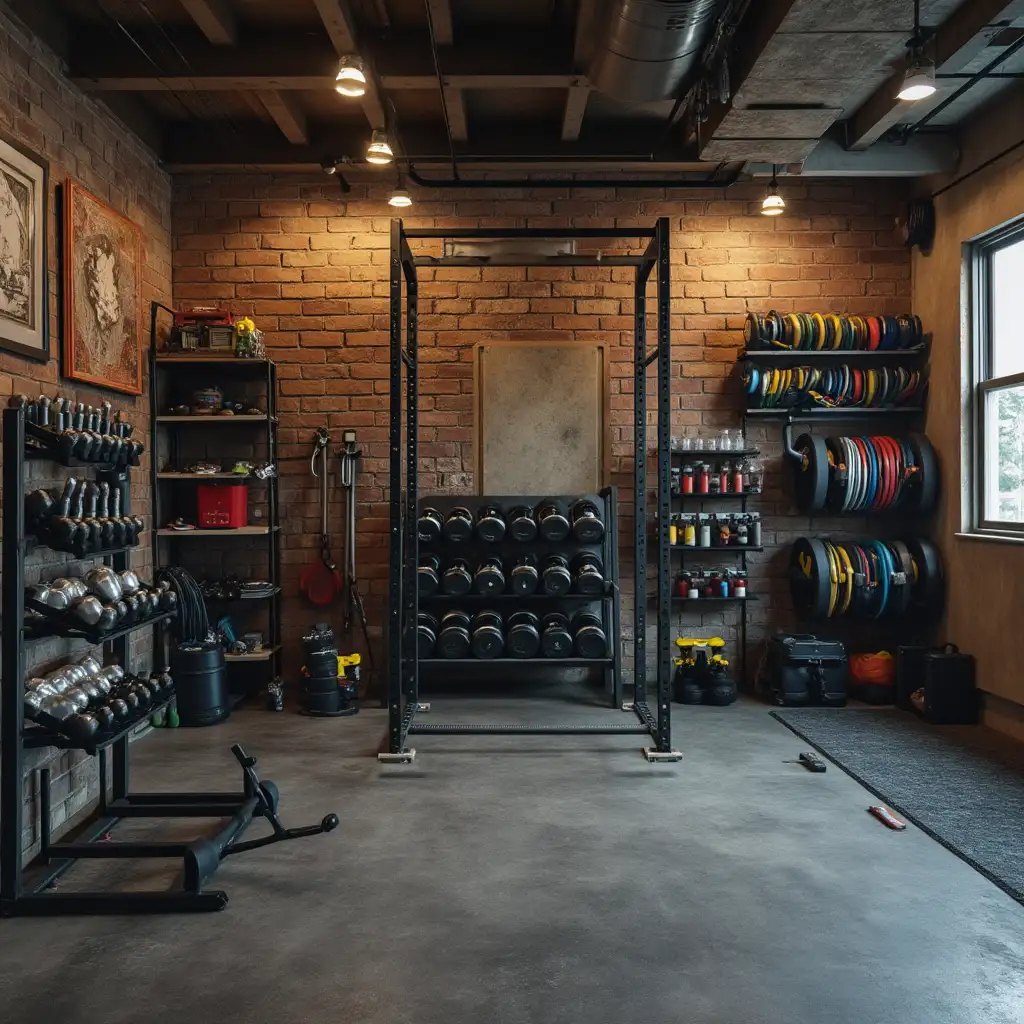 Garage Gym with Industrial Vibes 