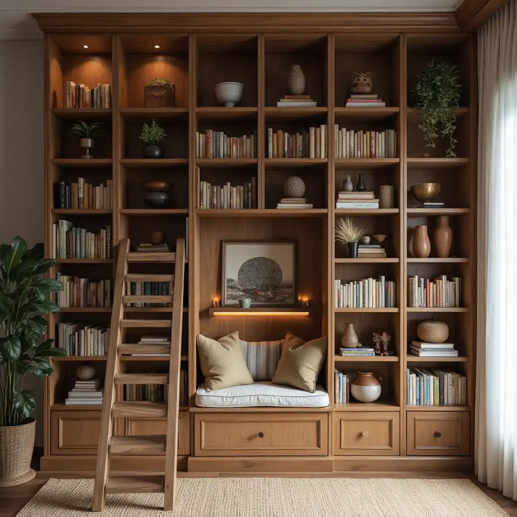 Hidden nook book shelves design