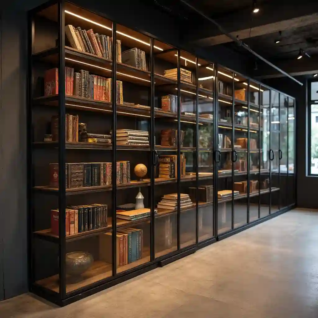 Industrial Chic Metal & Glass Library Unit idea 1