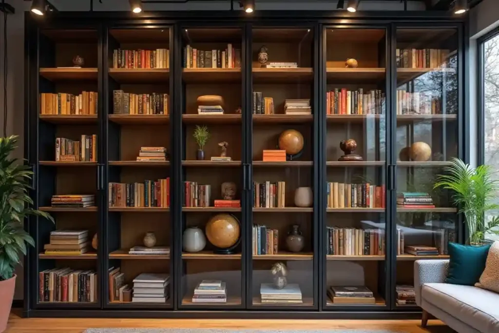 Industrial Chic Metal & Glass Library Unit idea 2