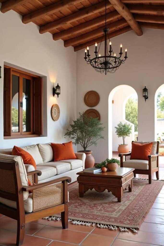 Mediterranean-style living Room with Earthy Tones and Textures