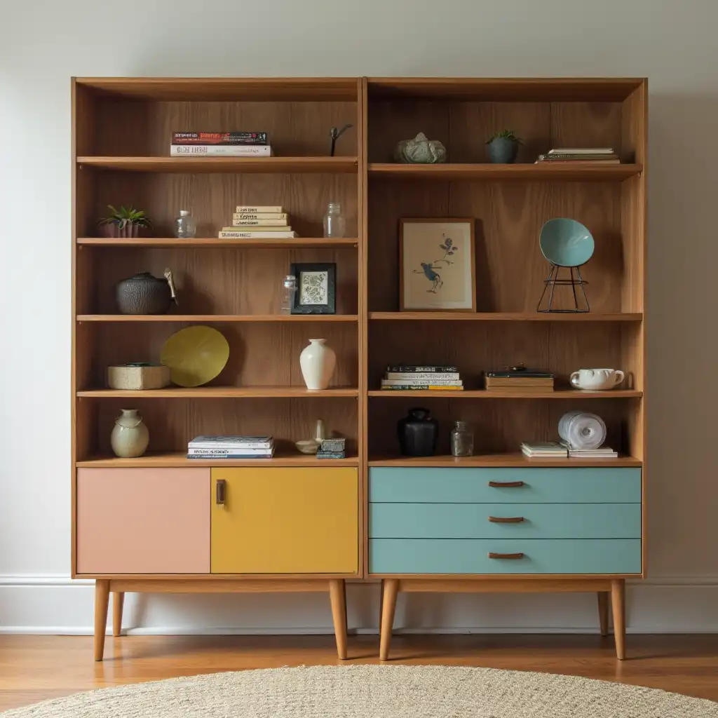 Mid-century modern book shelves design