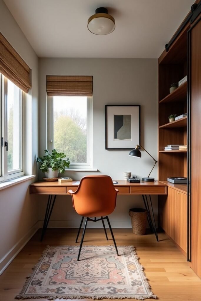 Mid-Century Modern Home Office with Clean Lines