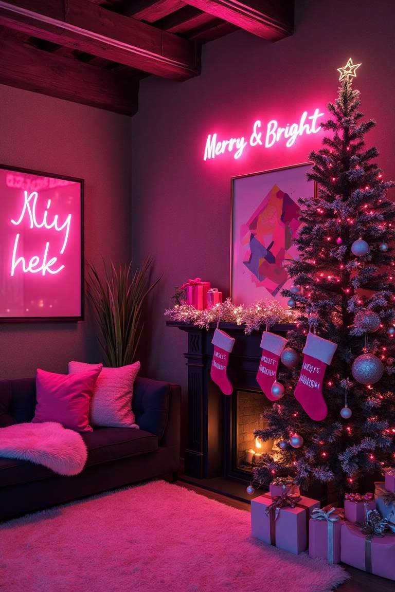 Modern Neon Pink Christmas - Bold and Bright