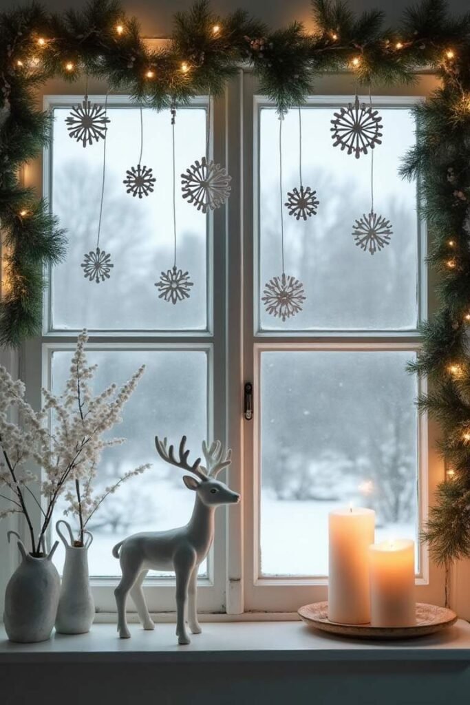 Nordic Winter Window Display – Simple Elegance with Frosty Charm