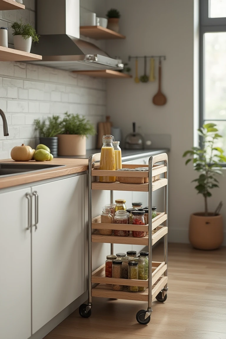 Rolling Pantry Cart with Side Storage 2