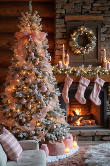 Rustic Glam Christmas - Pink Plaid and Burlap Accents