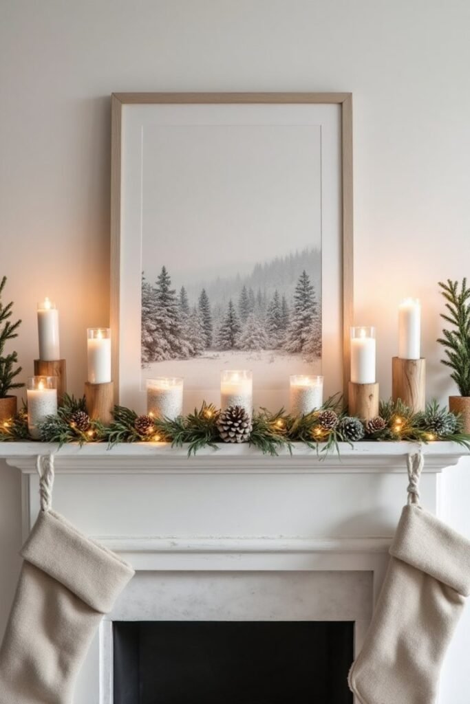 Scandinavian Minimalist Mantel Décor – Serene Simplicity with Natural Elements