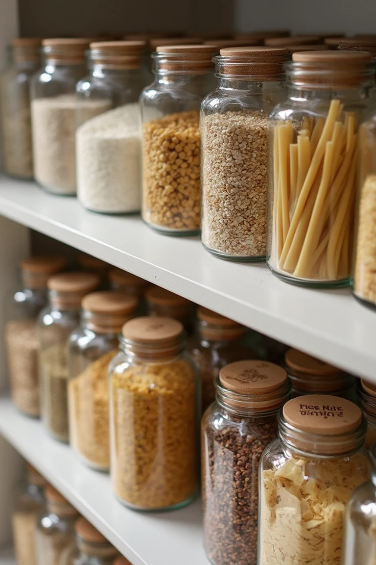 Stackable Glass Jars with Labels for Pantry 2